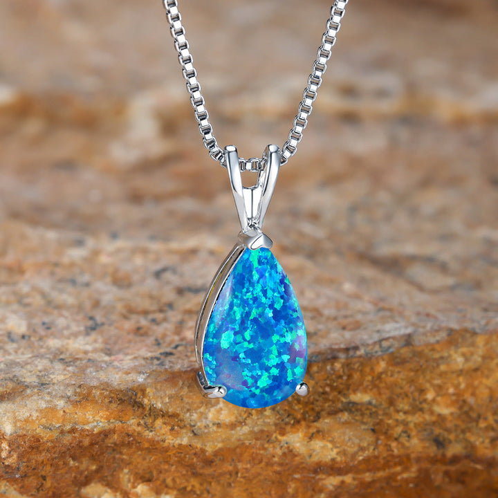 Moderne Opal-Tropfen-Halskette für Damen, Roségold-Finish, ideal für jeden Anlass.