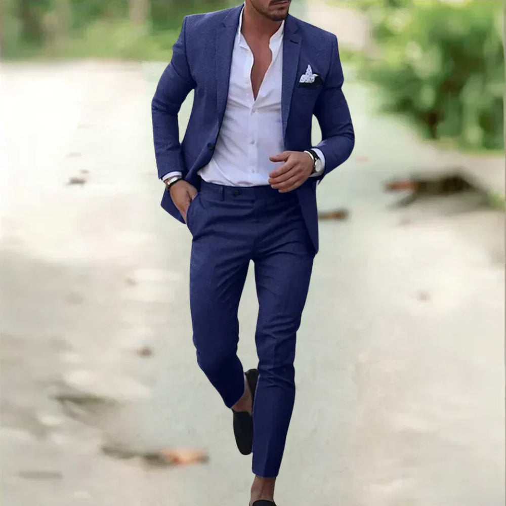 Moderner Milan Sommeranzug Slim Fit in Grau, zweiteilig, ideal für festliche Anlässe & Freizeit.