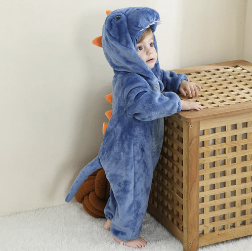 Perfekter Flanell-Tier-Overall für Herbst & Winter. Warmer Baby-Strampler und gemütliches Tierkostüm für Kleinkinder.