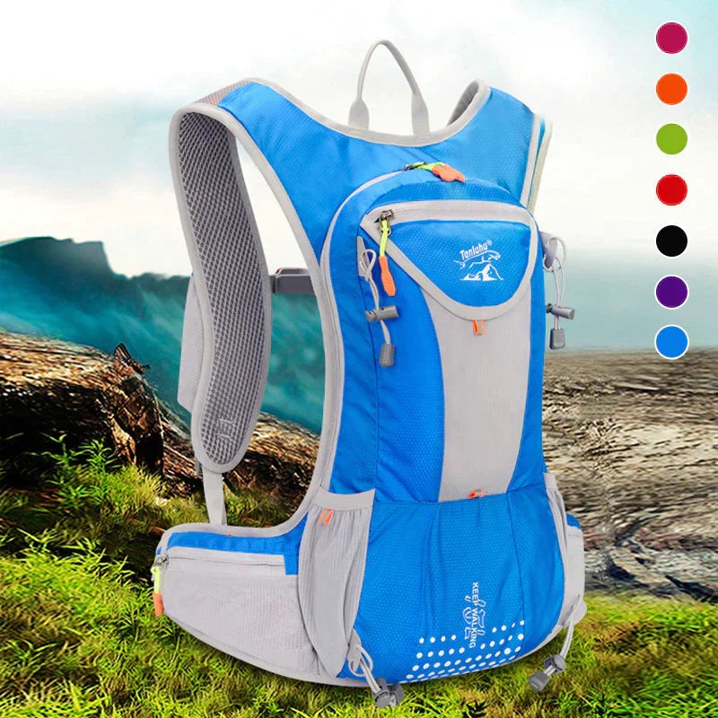 Unisex Wanderrucksack, leicht & wasserdicht, mit integrierter 2L Trinkblase für Outdoor-Sport und Radfahren.