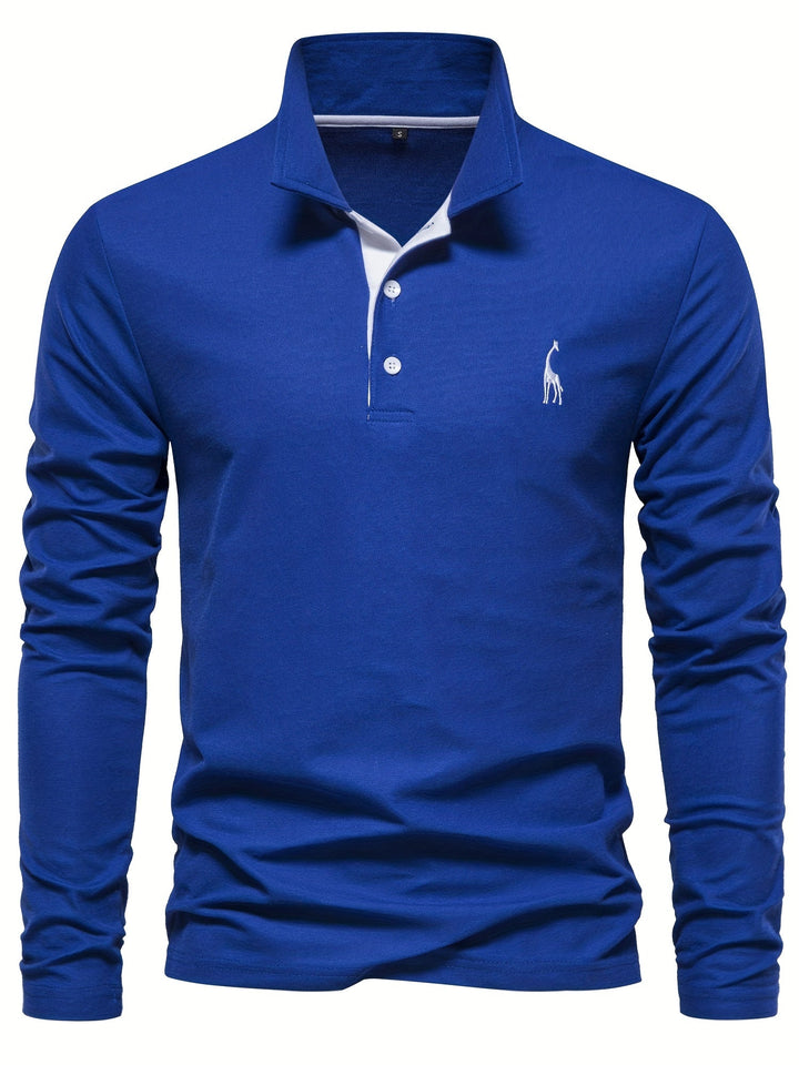 Elegantes Herren Langarm Poloshirt, casual und doch stilvoll, vielseitig kombinierbar für Herbst und Frühling.