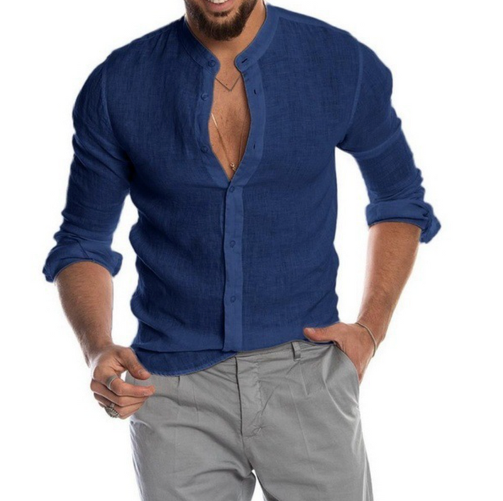 Stylisches Herren Langarmhemd, perfekt als Sommerhemd oder Freizeithemd. Leicht und angenehm zu tragen.