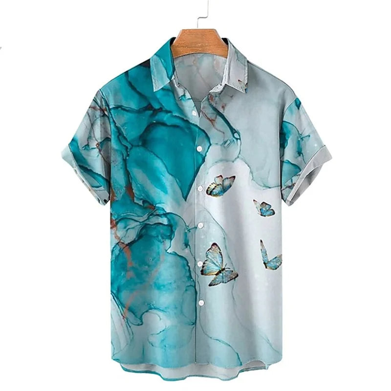 Lässiges Herren Übergrößen Hawaii Hemd mit floralem Print, kurzarm, bequem für den Urlaub.