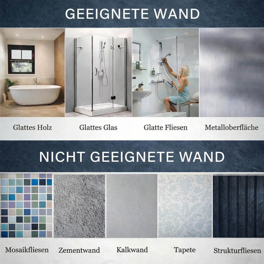 Bohrfreier Sicherheits-Haltegriff für Dusche & Badewanne. Saugnapf-Griff als Mobilitätshilfe für mehr Sicherheit.