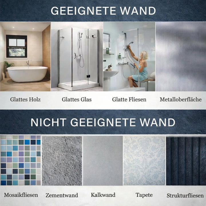 Bohrfreier Sicherheits-Haltegriff für Dusche & Badewanne. Saugnapf-Griff als Mobilitätshilfe für mehr Sicherheit.