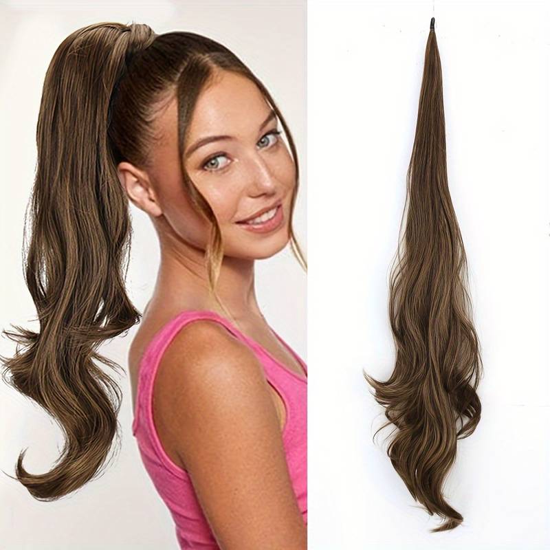Moderner Damen Wrap-Around Pferdeschwanz. Einfaches Haarteil für Volumen & Frisuren.