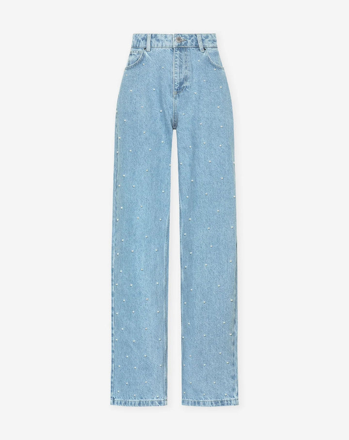 Ausgelegte StarStruck Denim Jeans mit Glanz-Effekt für glamouröse Freizeit-Looks.
