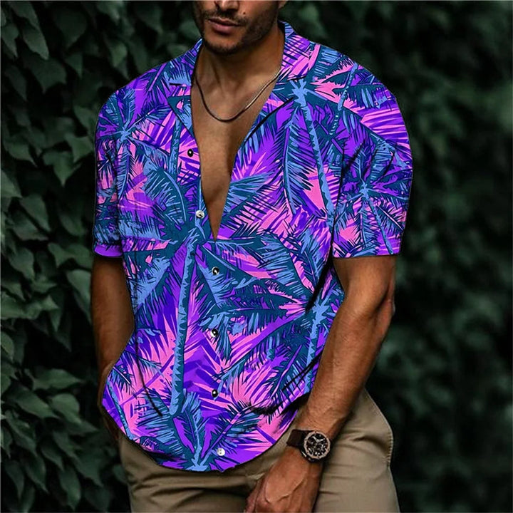 Stylisches Herrenhemd Übergröße, Hawaii-Stil mit bunter tropischer Kranich-Blumenmusterung.