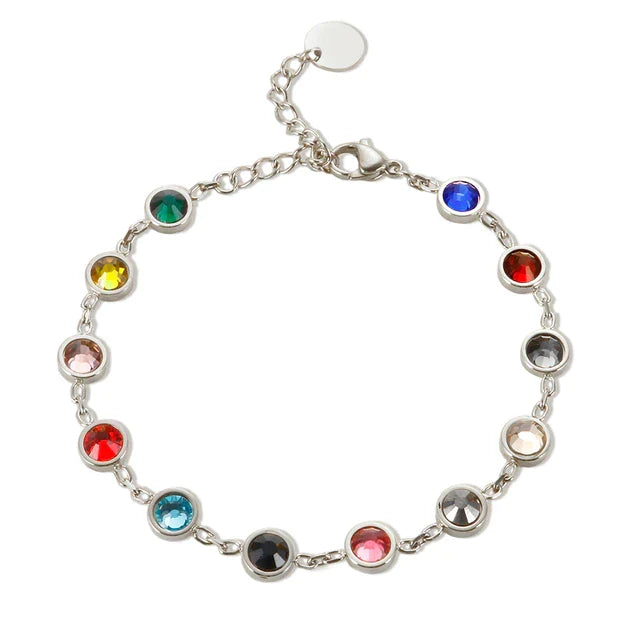 Modisches Regenbogen-Kristallarmband für Damen, funkelnd und elegant. Ideales Geschenk oder Accessoire.