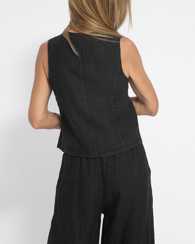 Lässiger Chic Damen Herbst Set: ärmellose Weste & bequeme weite Hose für den urbanen Lifestyle.
