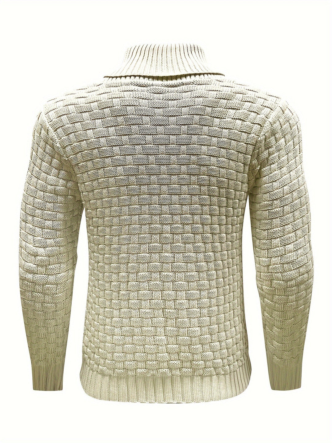 Herren Langarm Pullover: Schalkragen, Waffelstruktur. Bequem und zeitlos für Männer.