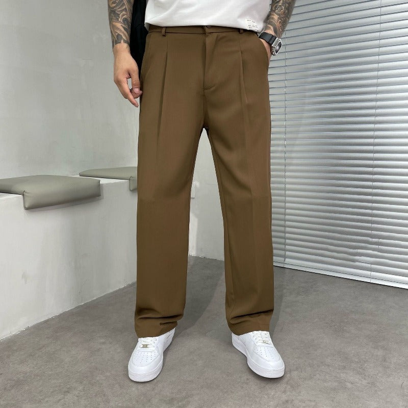 Stylische Herren Wide-Leg Hose in Dunkelblau, moderner weiter Schnitt, bequem und vielseitig für Business & Freizeit.