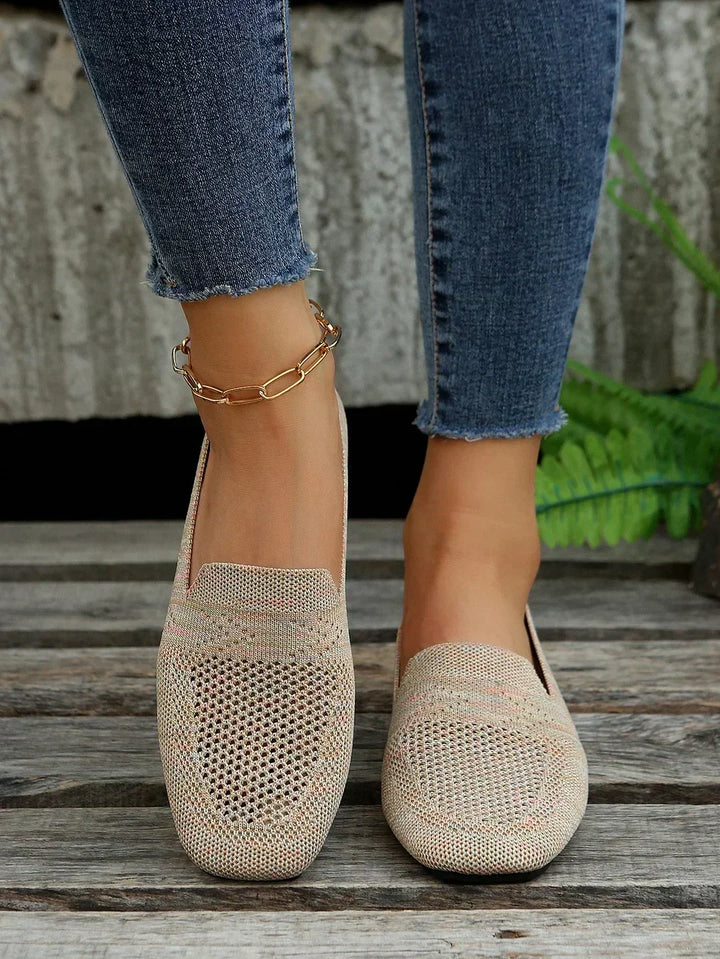 Antirutsch Orthopädische Ballerinas Isabella: Leichte Damen Strick-Slipons, atmungsaktiv & komfortabel für Freizeit.
