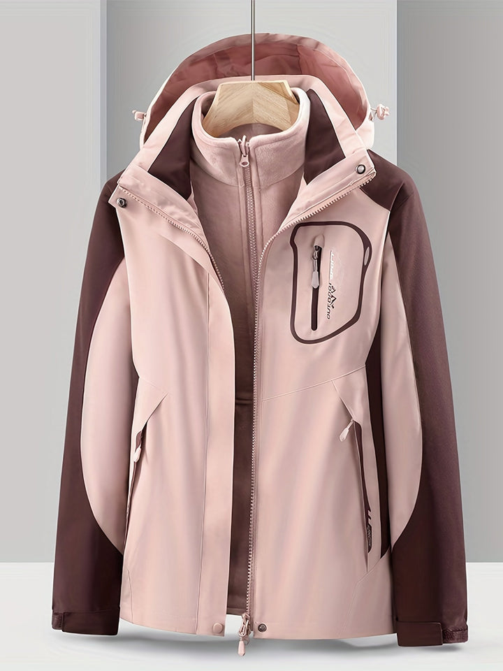 Elegante & wetterfeste Damen 3-in-1 Outdoor Jacke. Wasserdicht, winddicht und warm für Wanderungen und Outdoor-Sport.