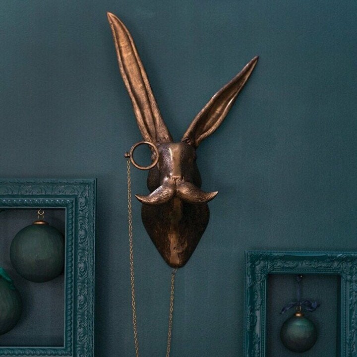 Fröhliche Tierkopf-Wandskulptur für Kinderzimmer & Büro, handbemaltes Resin.