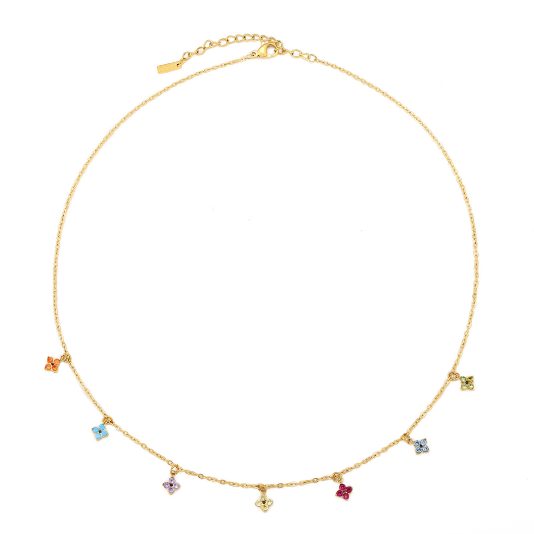 Filigrane Choker Halskette für Damen mit Blumen & Zirkonia. Erhältlich in Gold und Silber. Edler Schmuck.