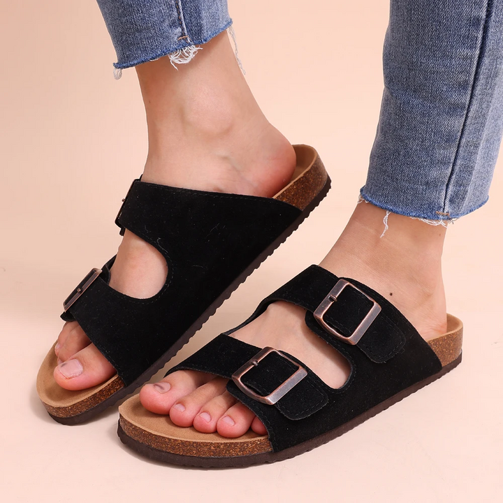 Unisex orthopädische Sandalen mit Kork-Fußbett. Komfortable Sommersandalen für gesunde Füße & guten Halt.