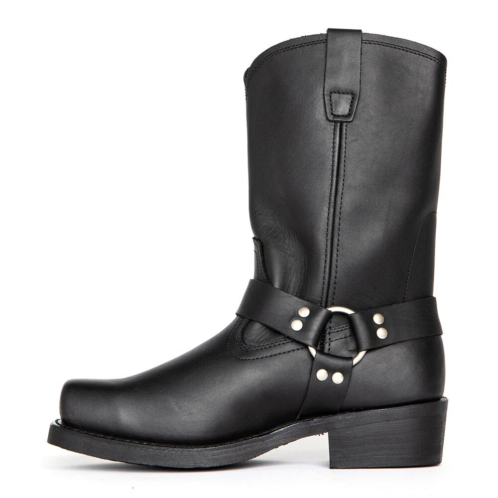 Komfortable Herren Westernstiefel Darius in Schwarz, robustes Leder, perfekt für Abenteuer & Winter.