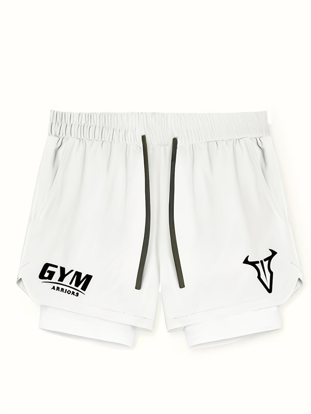 Sportliche Herren 2-in-1 Shorts mit elastischem Bund und praktischen Taschen für Laufen & Fitness.