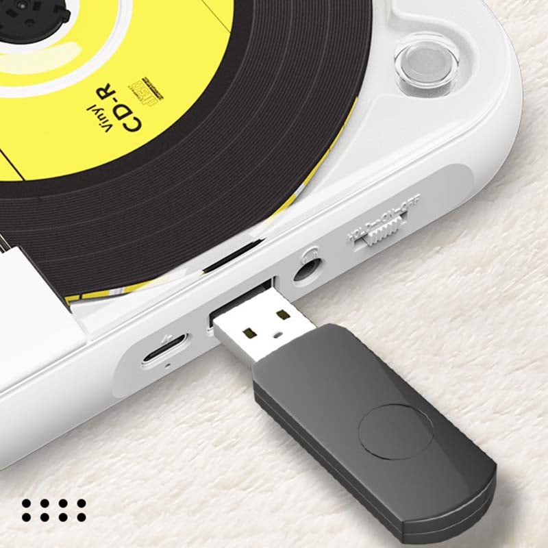 Drahtloser CD-Player in elegantem Design, wiederaufladbar für den Einsatz überall.