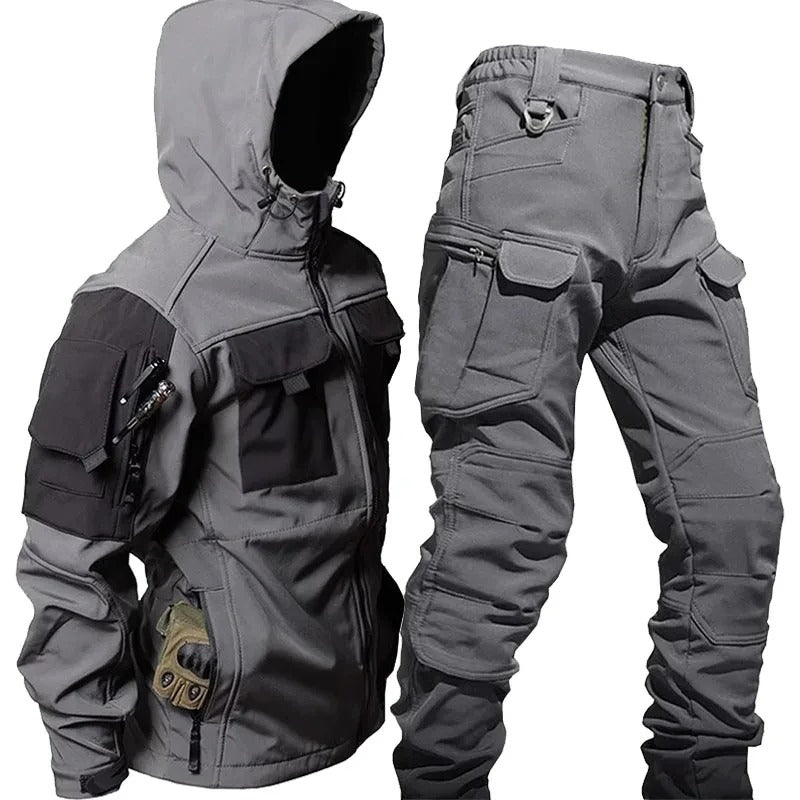 Herren wasserdichter Regenanzug mit Kapuze, ideal für Outdoor-Aktivitäten & Alltag. Winddichte Regenkleidung, zweiteilig.