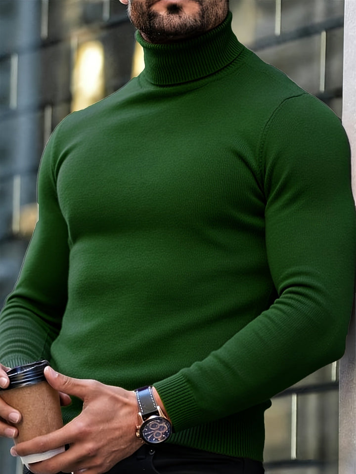 Stilvoller Herren Rollkragenpullover, warmer Strick, bietet optimalen Tragekomfort und eine schicke Optik.