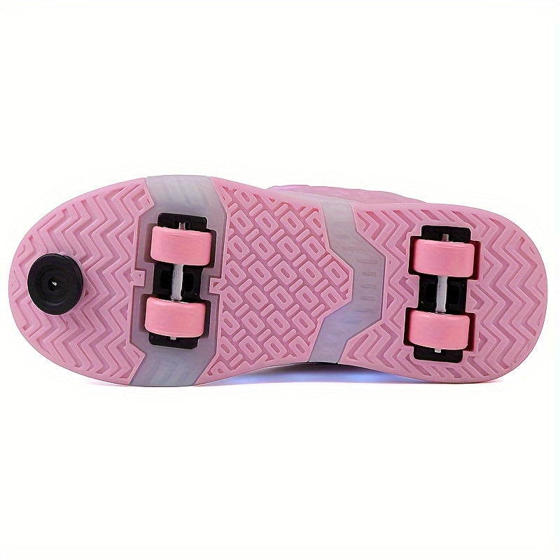 Bequeme Kinder LED Sneaker in Weiß mit abnehmbaren Rollen und dekorativen Flügeln, perfekt als Freizeitschuh.
