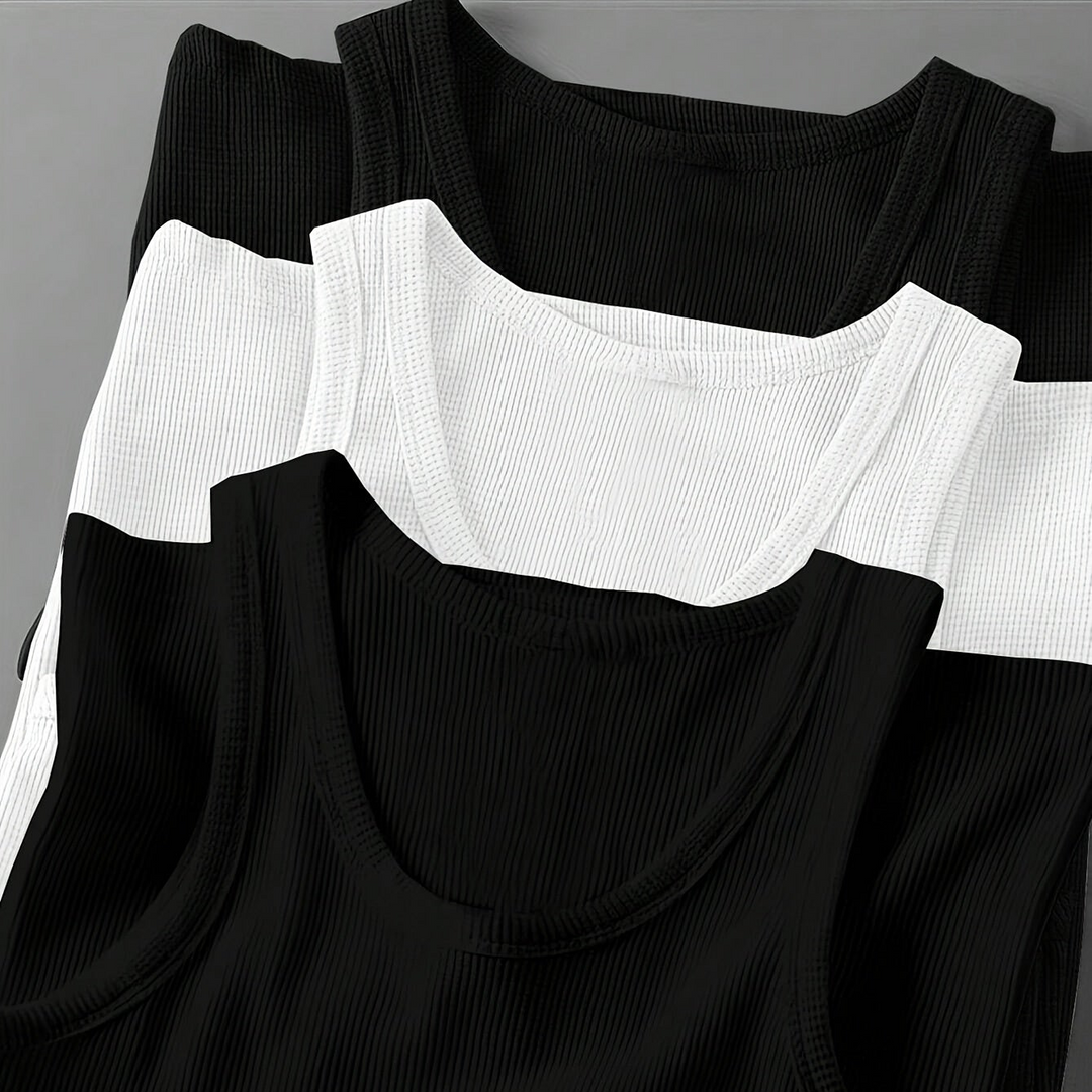 Herren Sport-Tanktop Set für das Fitnessstudio, geripptes Activewear Muskelshirt, klassisch & modern.
