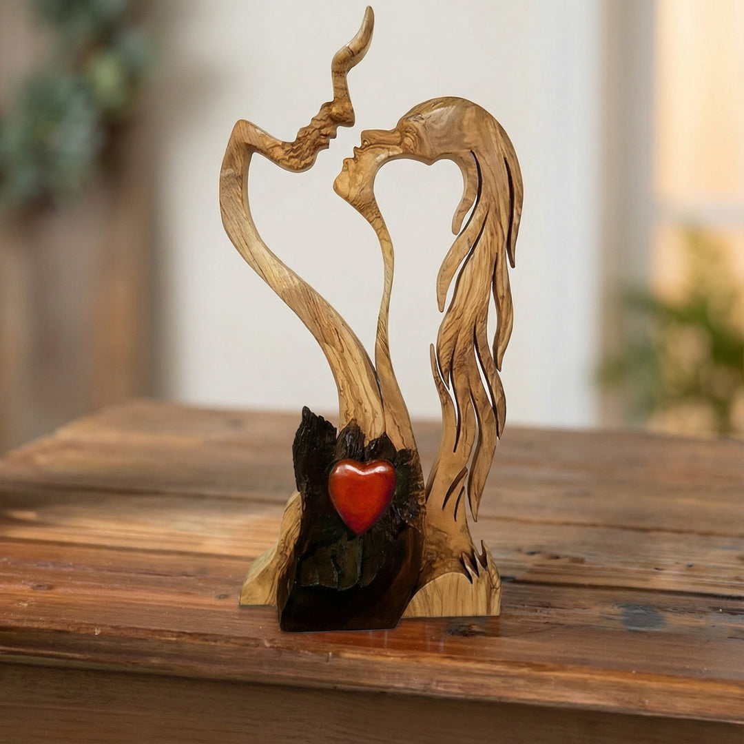 Ausdrucksstarke abstrakte Paar Skulptur, moderne Wohnzimmer Dekoration. Bringt Harmonie & Eleganz.