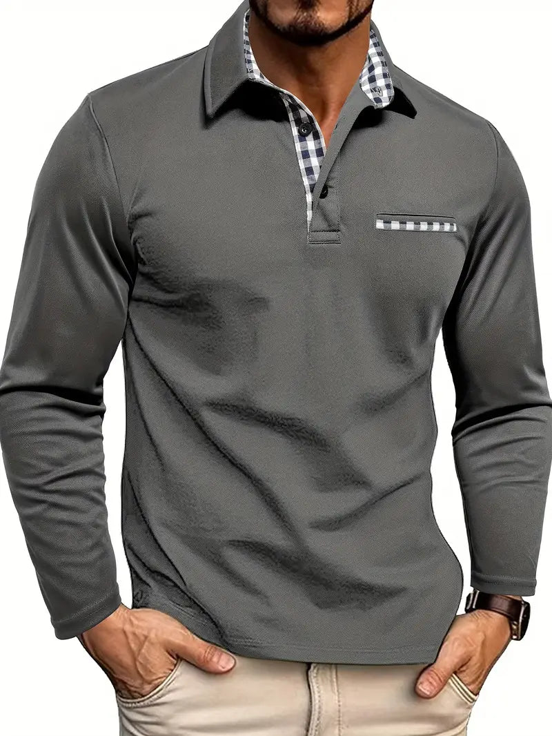 Herren Langarm Polo-Shirt für den Winter, elegant & stilvoll. Ideal für Freizeit oder Casual-Look.