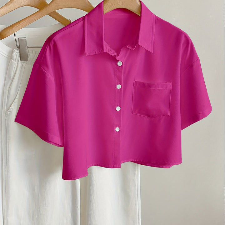 Stilvolles Damen Cropped Top, kurzärmlig, farbenfroh, ideal für einen frischen Sommerlook.