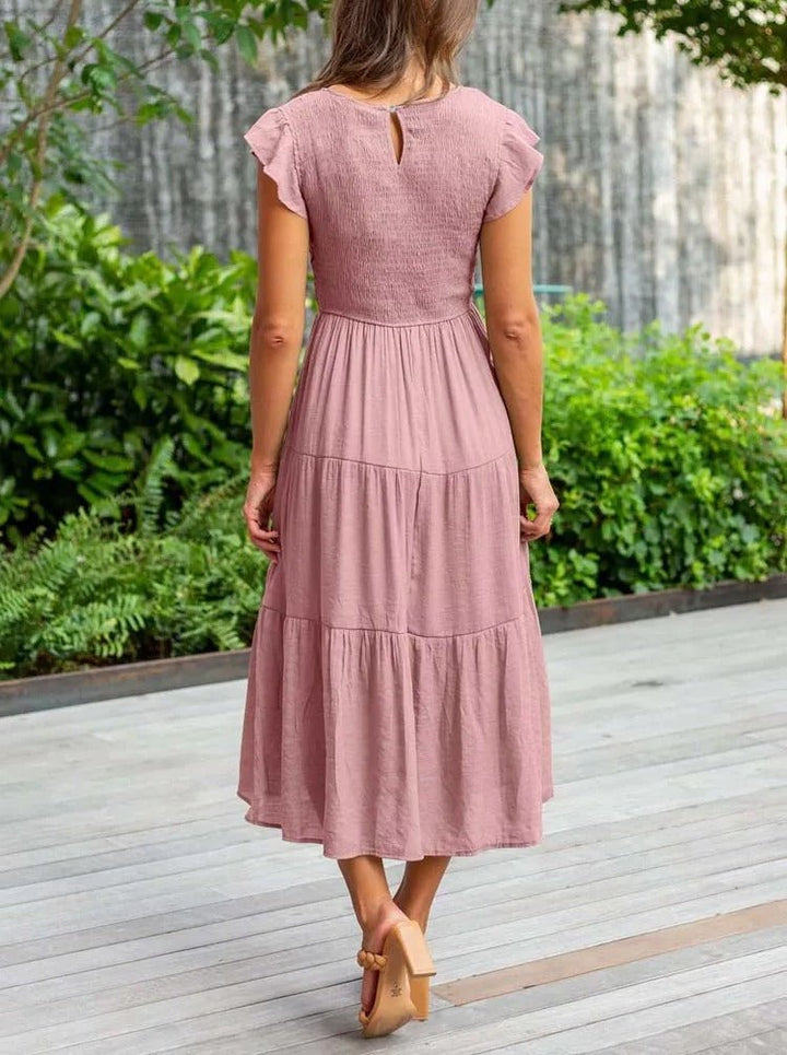 Figurformendes Midi-Kleid für Damen, elegantes Stufenkleid mit Bauchkontrolle, schmeichelhafte A-Linie.