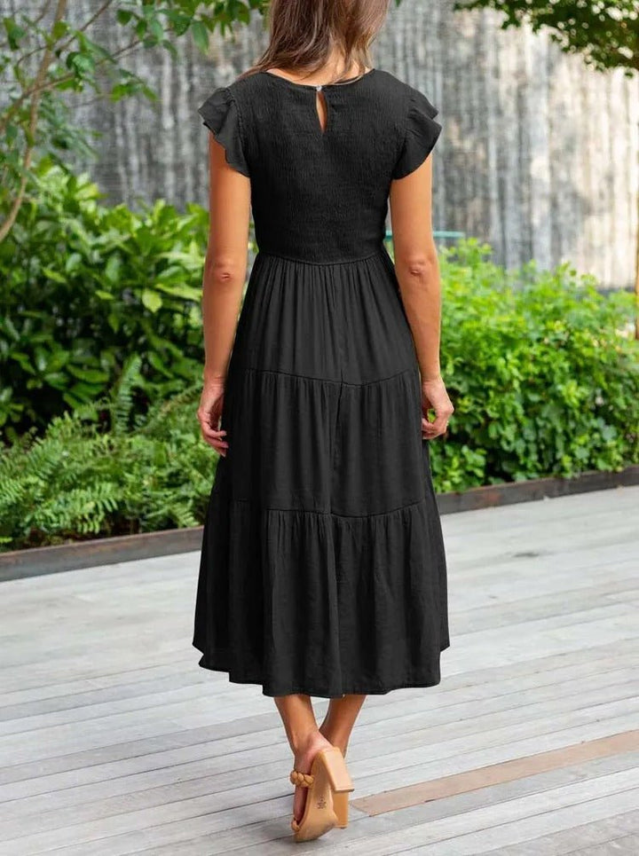 Festliches Damen Midi-Kleid mit Bauchkontrolle, A-Linie, perfekt als Hochzeitsgastkleid.