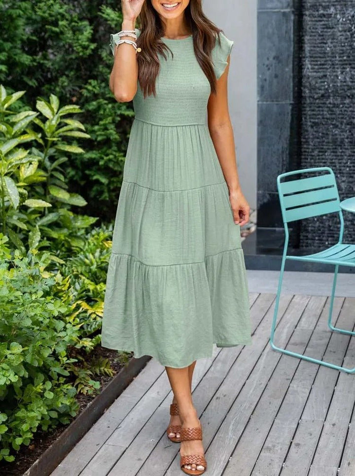 Professionelles Bürokleid Midi für Damen, mit Bauchkontrolle, elegantes Stufenkleid für den Arbeitsalltag.