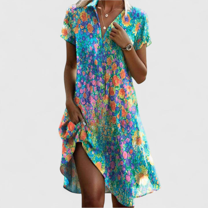 Trendiges Damen Boho Sommerkleid, komfortabel und atmungsaktiv. Dein vielseitiges Freizeitkleid.