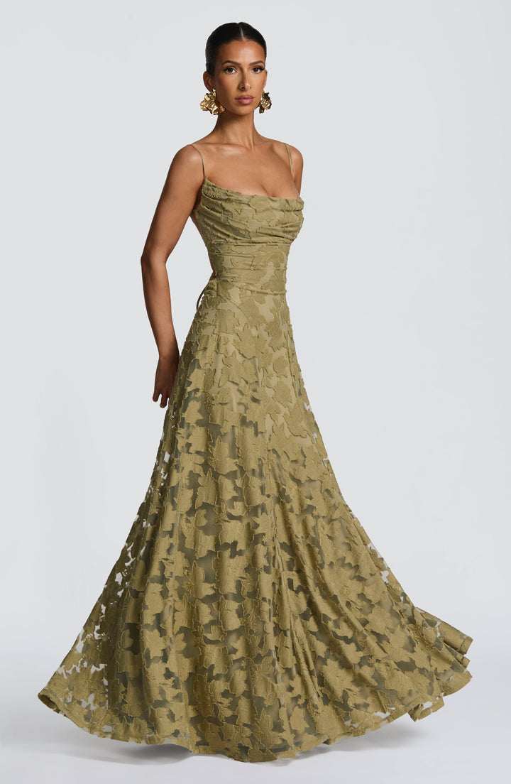 Damen elegantes Maxi Abendkleid mit Blumenstickerei, perfekt für Gala & Hochzeit.