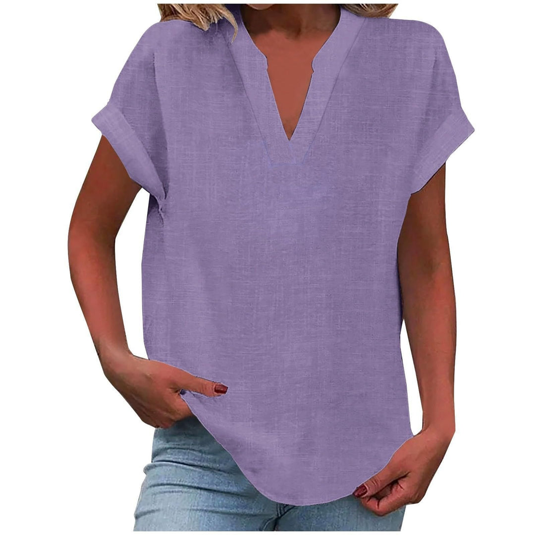 Damen V-Ausschnitt Bluse in entspannter Passform für eleganten Alltagslook. Ideal für Sommer & Freizeit.