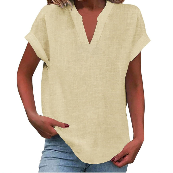 Modische Damenbluse mit V-Ausschnitt für vielseitige Outfits von Freizeit bis Smart Casual Damenmode.