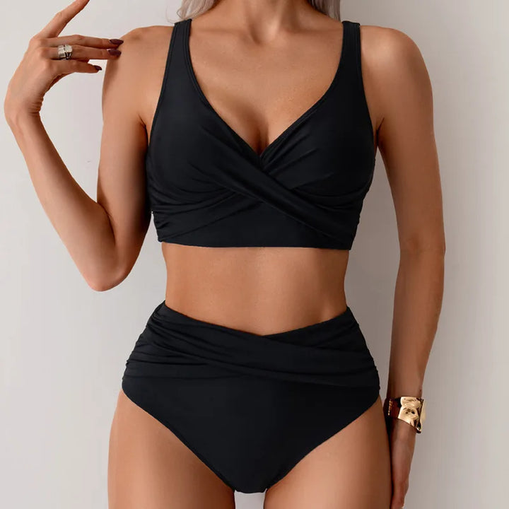 Bequemer Damen Push-Up Bikini mit hoher Taille, idealer Strand-Bikini für den Sommer.
