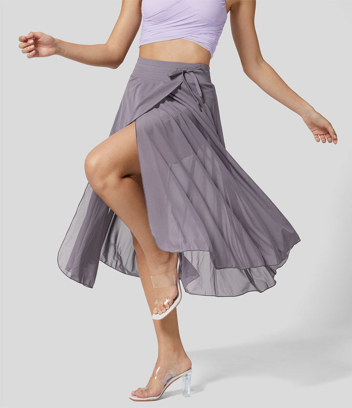 Fließender hochtaillierter Damen-Midirock, perfekt für elegante Sommer-Outfits.