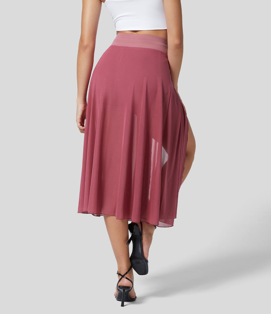 Damenmode: Hochtaillierter Sommer-Midirock, fließend und elegant für jeden Anlass.