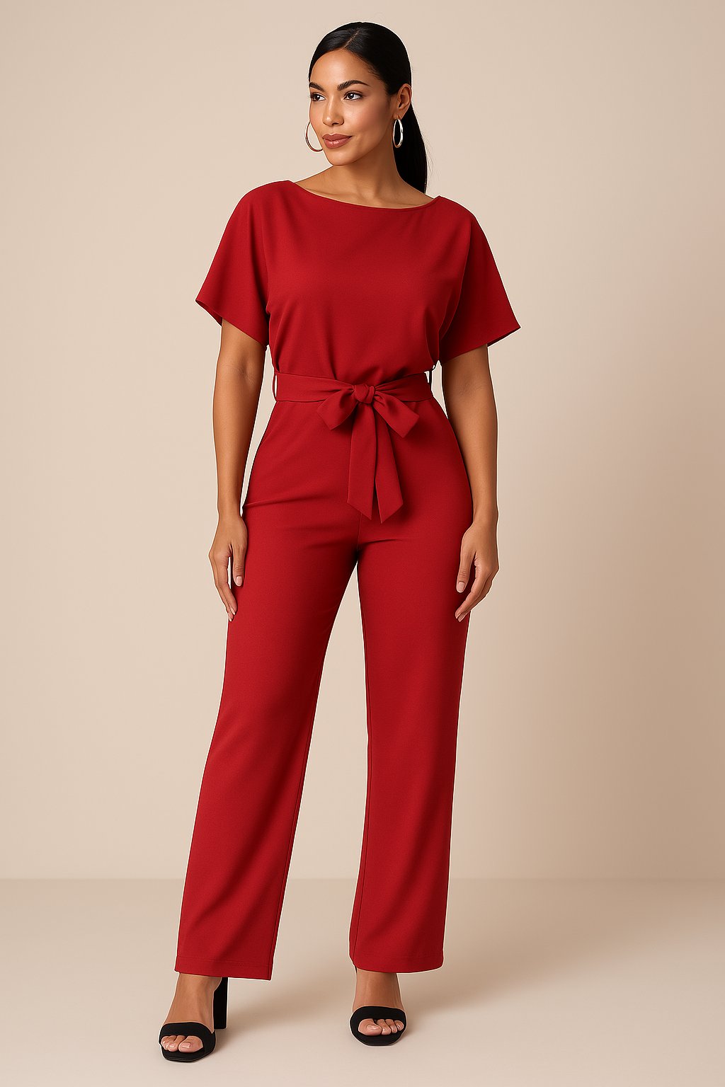 Modischer Damen Jumpsuit mit kurzen Ärmeln, ideal für Freizeit & festliche Anlässe. Vielseitig & bequem.