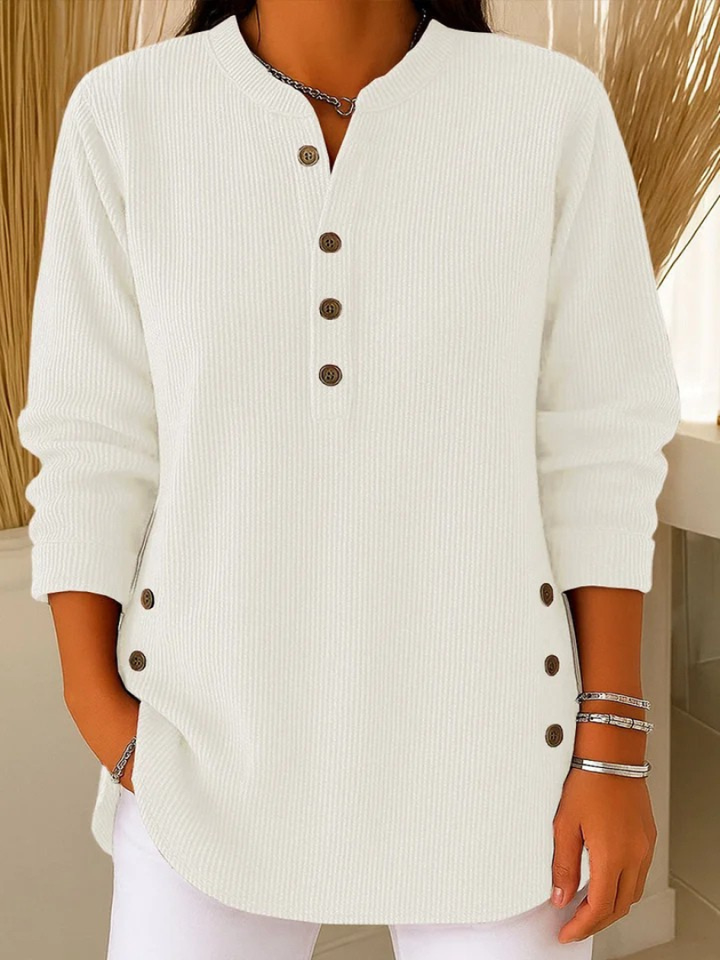 Stilvolle Damen Tunika Langarm in elegantem Design mit Knopfleiste, locker und bequem.