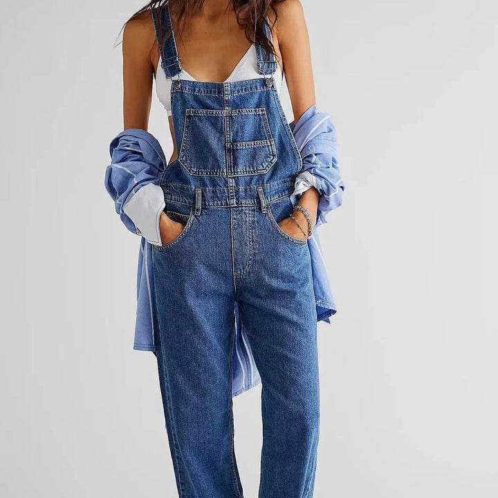 Robuste Damen Latzhose, vielseitiger Relaxed Fit Overall für Alltag und Outdoor-Aktivitäten.