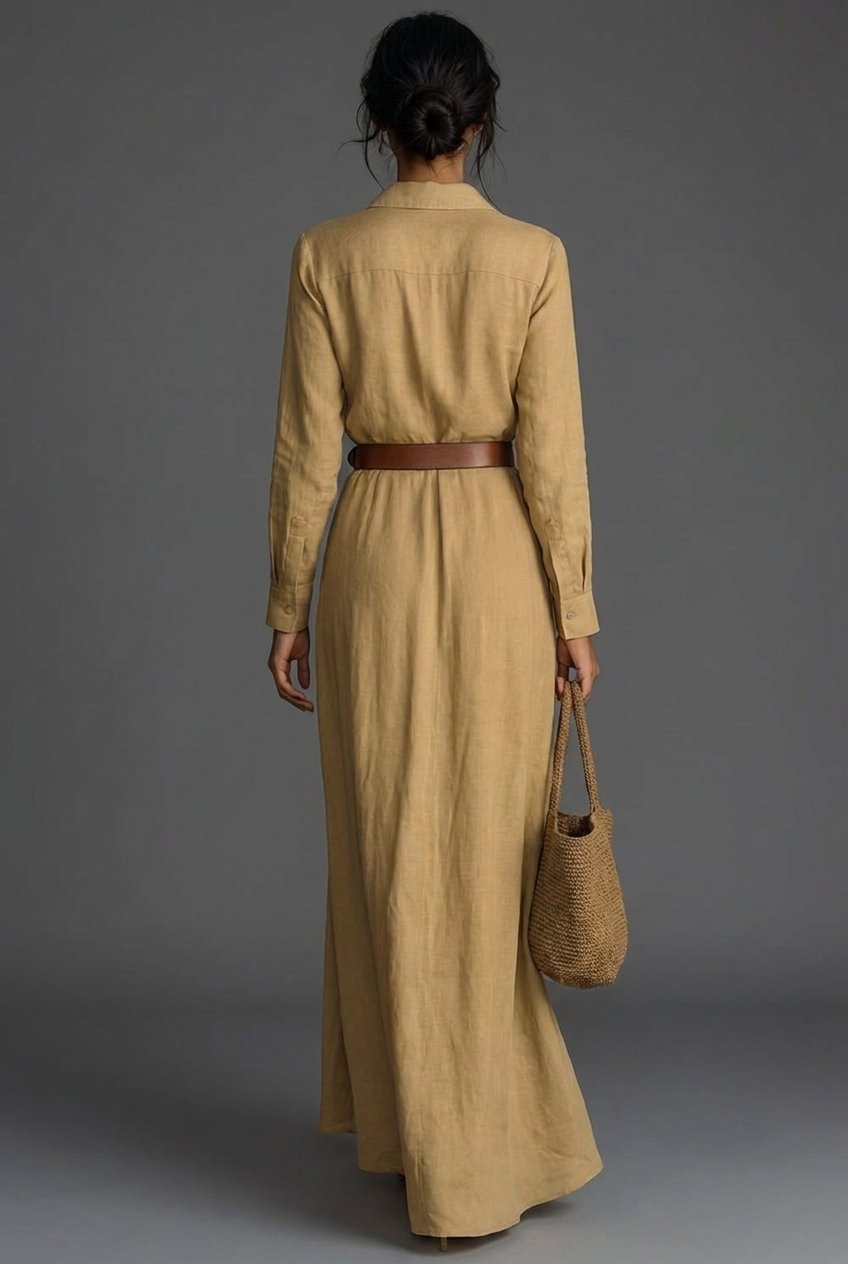 Elegantes Damen Wickel Langarm Maxikleid für festliche Anlässe oder stilvolle Freizeit. Bodenlang & fließend.