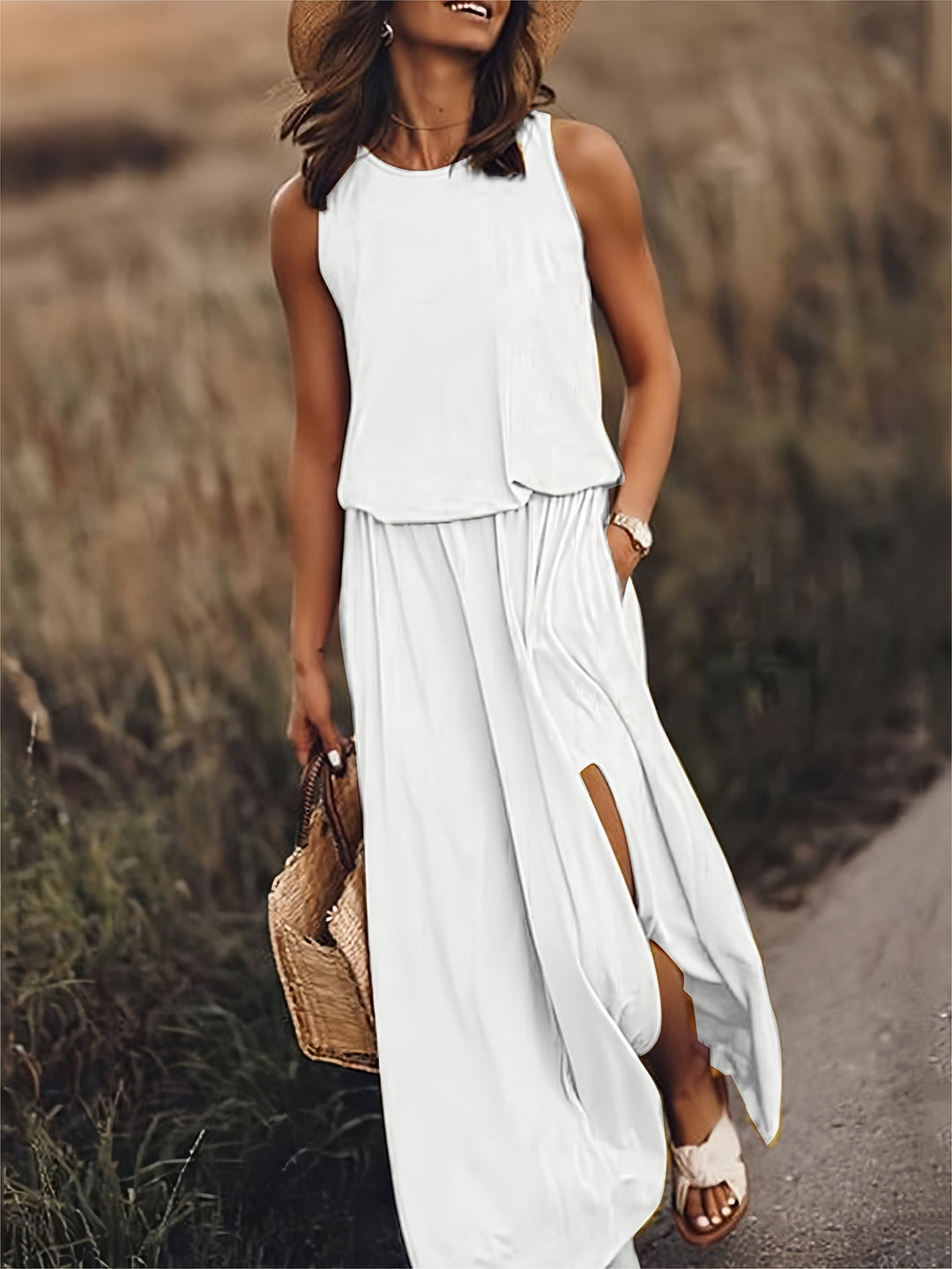 Vielseitiges Damen Maxikleid im Bohemian-Stil. Perfektes Komfortkleid für Herbst, Sommer und entspannte Anlässe.