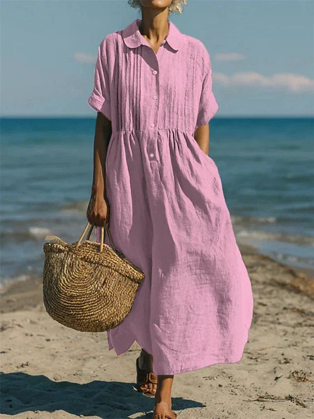 Modisches Damenkleid, knöchellang mit Pintucks, vielseitig als Sommer- oder Freizeitkleid.