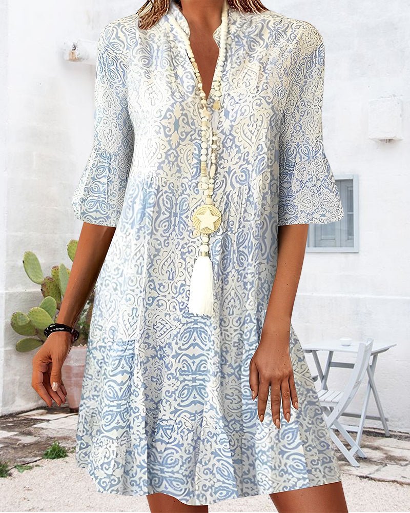 Langes Bohemian Maxikleid für Damen im Paisley-Design, perfekt als lässiges Freizeitkleid für Frühling und Sommer.
