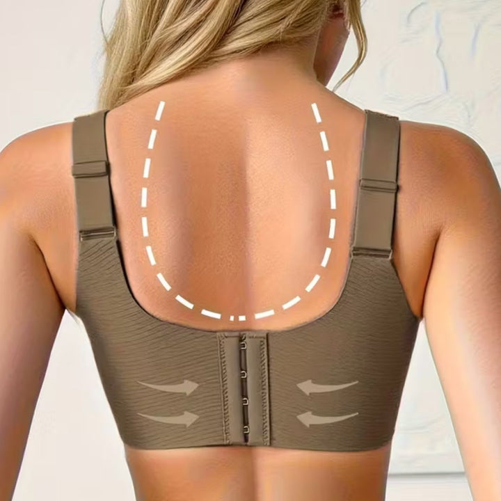 Leichter Sport BH Damen, bügellos mit Push-up Funktion, bietet Flexibilität & Halt.