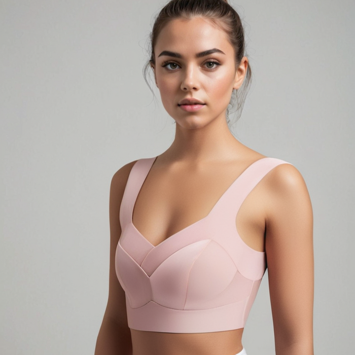 Vorderansicht: Nahtloser Damen Push-Up BH, der Komfort und eine natürliche Brustform bietet.